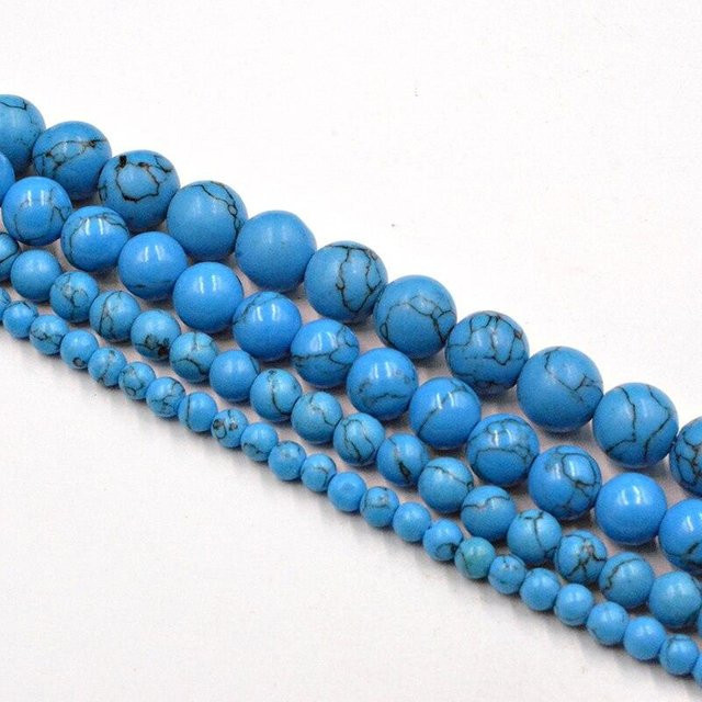 FLT BEADS Perlen, blau-türkiser Naturstein, rund, 4–12 mm - Bild 1
