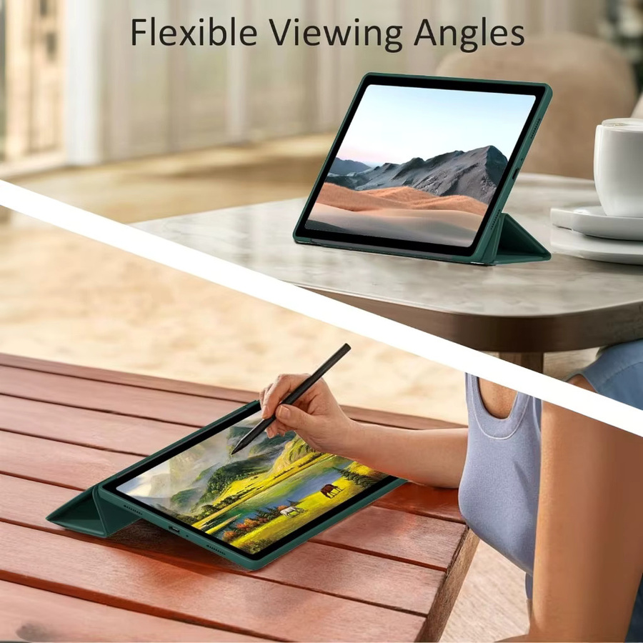 Samsung Galaxy Tab A8 10,5 Zoll 2022 Leder Flip Smart Cover Magnetische Tablet-Hülle in Schwarz und Grün - Bild 5