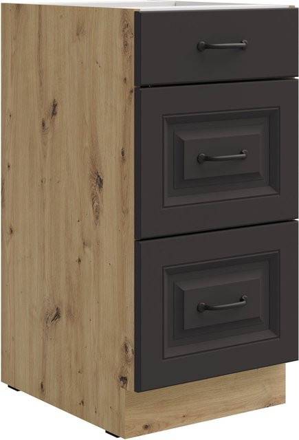 Küchen Unterschrank Stilo in Grau mit Vollauszug und Soft-Close, Breite: 40 cm - Bild 1