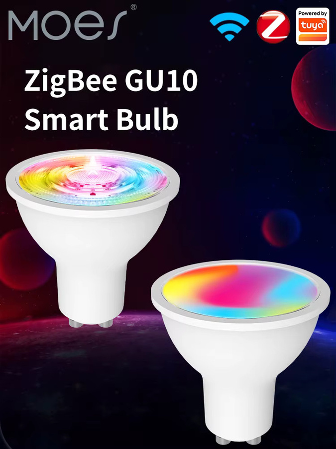 MOES Smart LED Glühbirne GU10 RGBW mit Tuya ZigBee oder WiFi, dimmbar, Steuerung per Smart Life App, Alexa und Google Assistant, Farbe Weiß - Bild 5