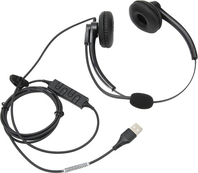 Honor Electronics Kabelgebundenes Telefon-Headset mit Rauschunterdrückung, binauraler Business-Kopfhörer mit Mikrofon für Callcenter, Schwarz - Bild 1