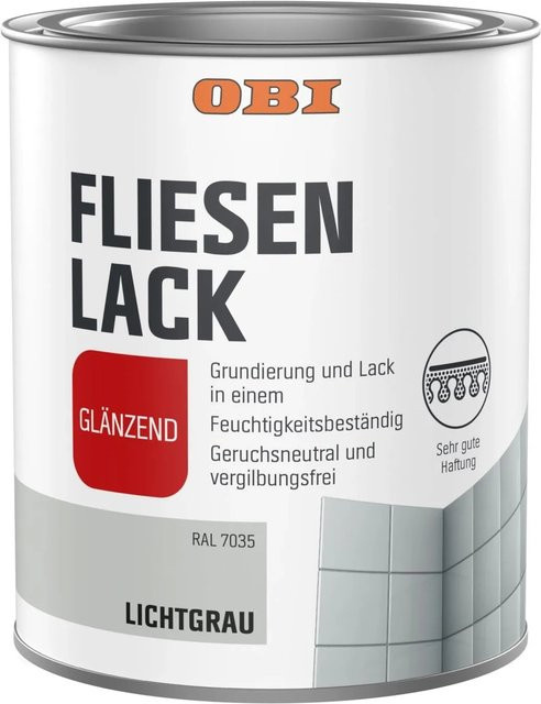 OBI Fliesenlack Wasserbasiert in Lichtgrau Glänzend 750 ml - Bild 1