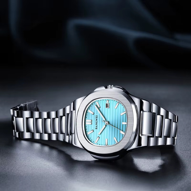 BANGWEI Chronograph, Quarz, Edelstahl, Blau, Herren - Bild 3