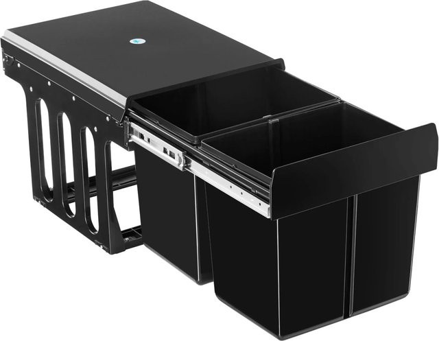 tectake Ashlyn Abfallsammler mit 2-fach Mülltrennung, 2x15L, Schwarz, B/T/H: 35 x 48 x 35 cm - Bild 2