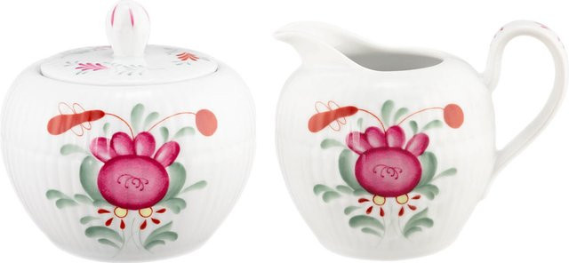 Seltmann Weiden Milch- und Zucker-Set Amina aus Porzellan in Weiß mit floralem Design, 2er Set - Bild 1
