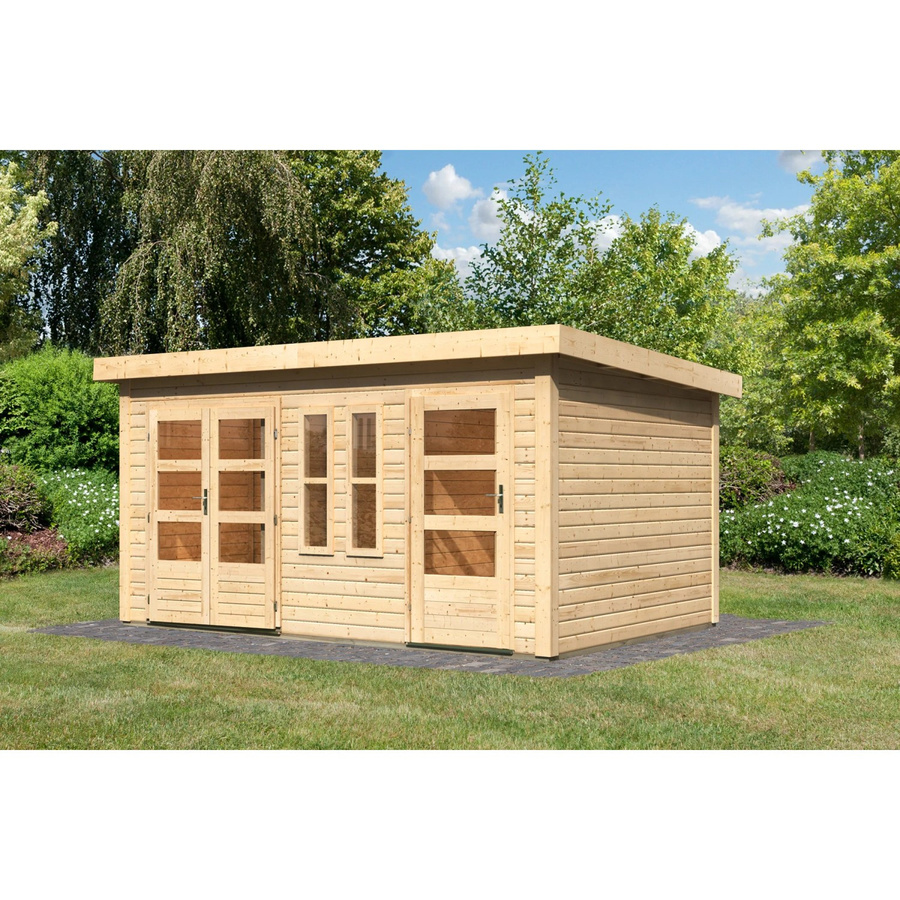Karibu Holz-Gartenhaus Vänersborg in Braun mit modernem Design, B/T/H: 422 x 272 x 230 cm - Bild 2