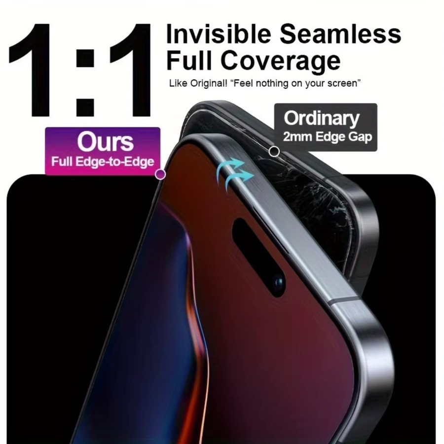 NNBILI 5 Stück Privacy Displayschutzfolie aus 9H gehärtetem Glas für iPhone 14/15/16/17 Serien, Anti-Spion, transparent - Bild 3