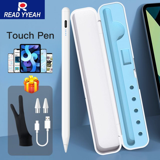 Universal Stylus Stift mit kapazitiven Handschuhen und Etui für Android und iOS Tablets sowie Smartphones in Weiß - Bild 1