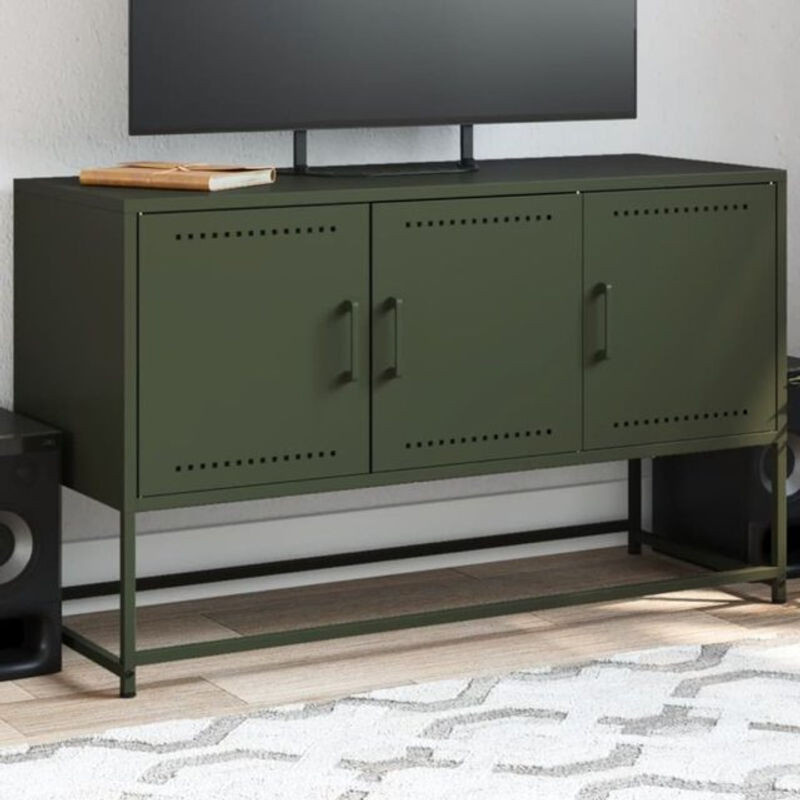 Vidaxl TV-Schrank aus Stahl im Industrial Design, Grün, B: 100,5 cm, T: 39 cm, H: 60,5 cm - Bild 1