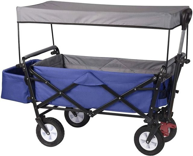 WOLTU Bollerwagen faltbar mit Dach und Bremse in Blau - Bild 1