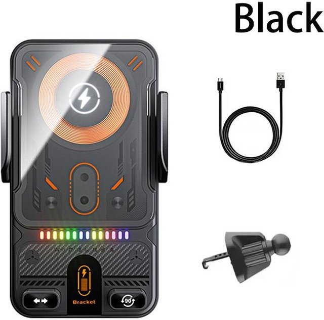 EOENKK Kabelloser Handyhalter für das Auto mit 15W Schnellladen und Infrarot-Induktion, Universal, Schwarz/Transparent - Bild 1