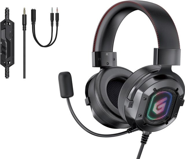 Conceptronic ATHAN03B Over-Ear Headset mit 3,5 mm Klinkenanschluss und USB in Schwarz - Bild 1