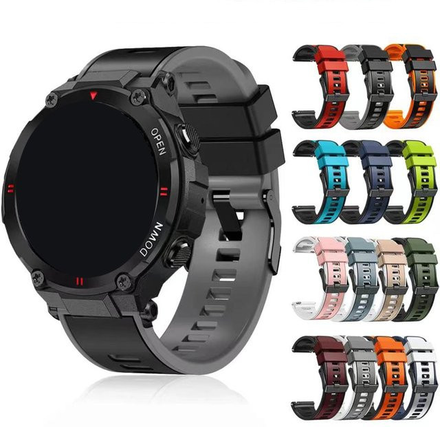 QCTOG Uhrenarmband Silikon, 22 mm, Schwarz, Unisex - Bild 1