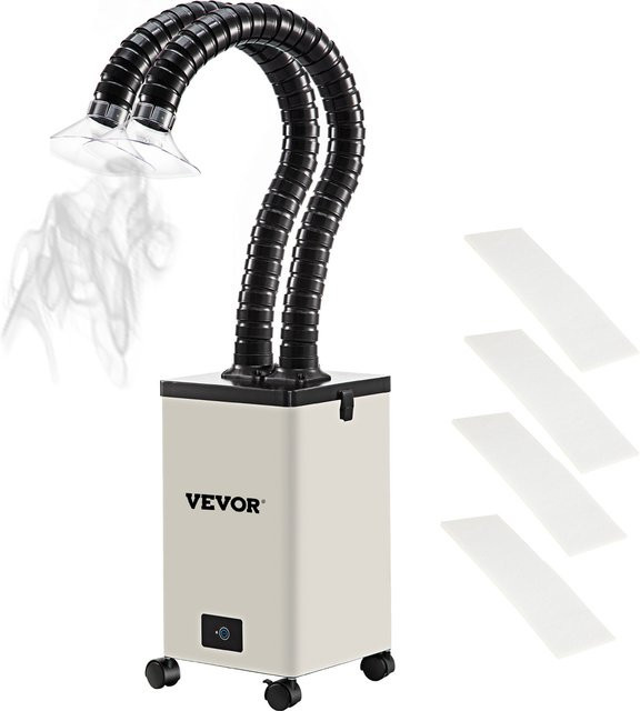 SucceBuy Dampfabzug Pure Luftreiniger mit 3-Stufen-Filter und 3 Geschwindigkeiten in Weiß, 80W bis 150W, Rauchabsorber für Lötarbeiten - Bild 1