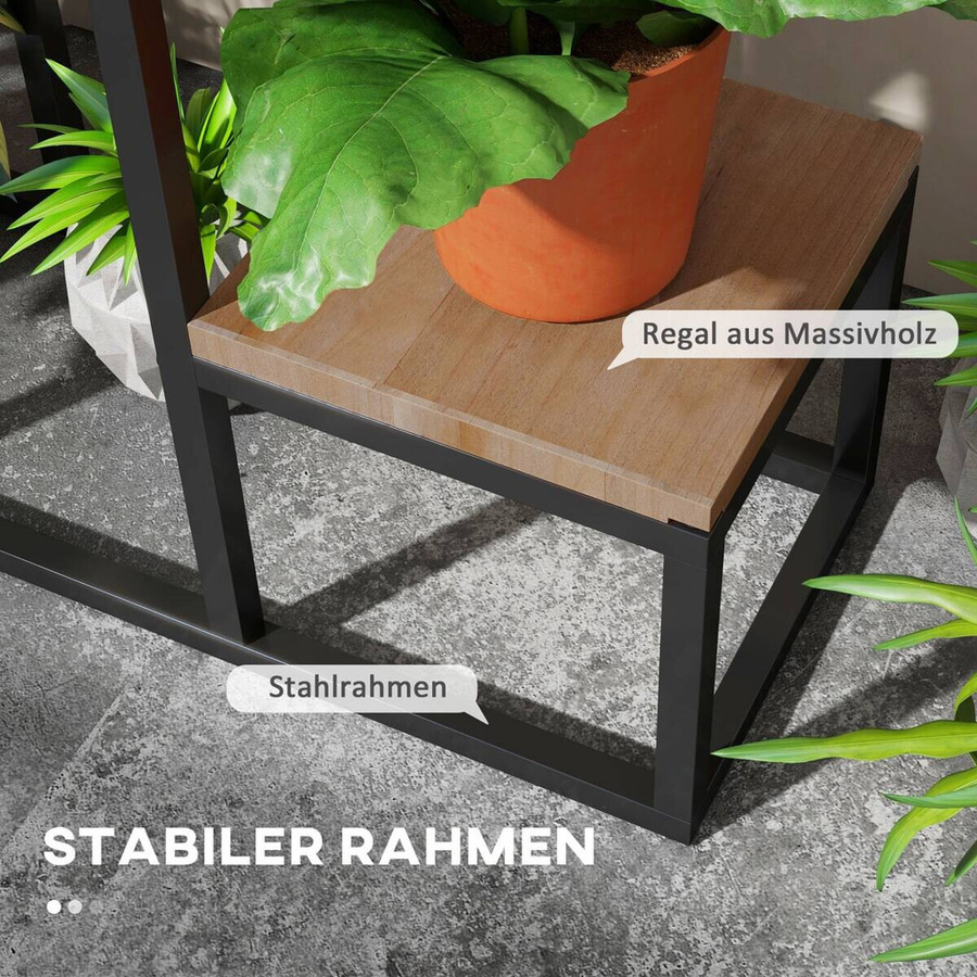 Outsunny Blumenregal aus Holz und Metall in Braun, B/H/L: 20 x 74 x 80 cm - Bild 5
