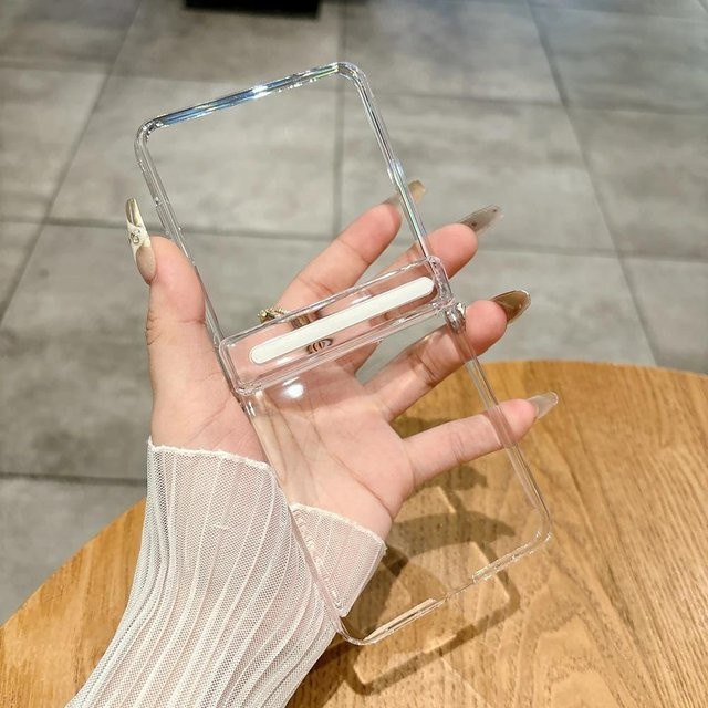 YULIN Handgelenkkette Schutzhülle für Samsung Galaxy Z Flip 7 6 5 4 3, Transparente Stoßfeste Hartschale im Koreanischen Design - Bild 1