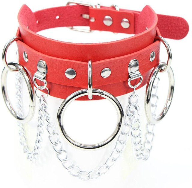 YIRAN Choker Halskette, Edelstahl, PU-Leder, Rot, Damen - Bild 1