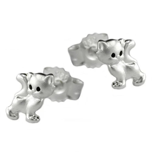 SIGO Ohrstecker Katze, 925 Silber, matt-glänzend, Unisex - Bild 1