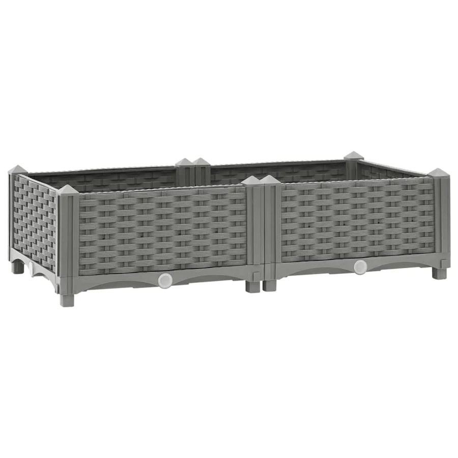 furnicato Hochbeet in Rattan-Optik aus Polypropylen, Grau, B/T/H: 80 x 40 x 23 cm - Bild 2