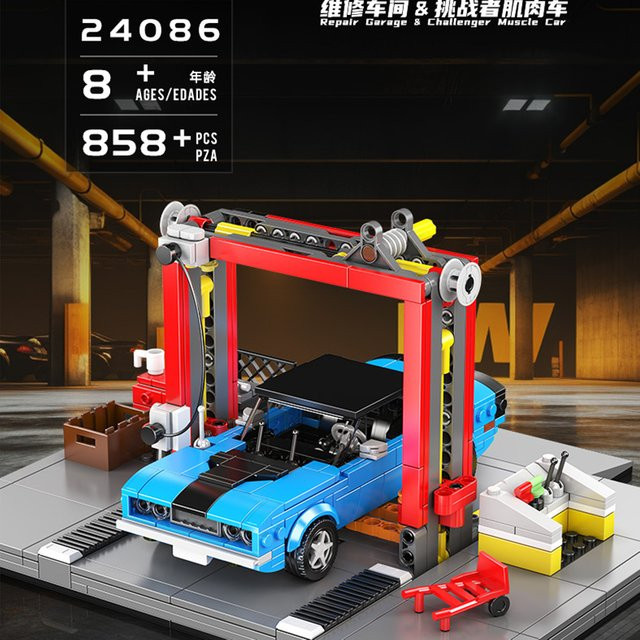 Mould King Muscle Car Repair Shop, Modell Bausteine Kit, 858 Teile, ab 8 Jahren - Bild 1
