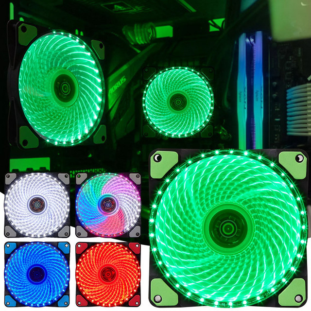 TFDP Computer-PC-Gehäuselüfter mit 15 Multicolour LEDs, 120 mm, Silber - Bild 1