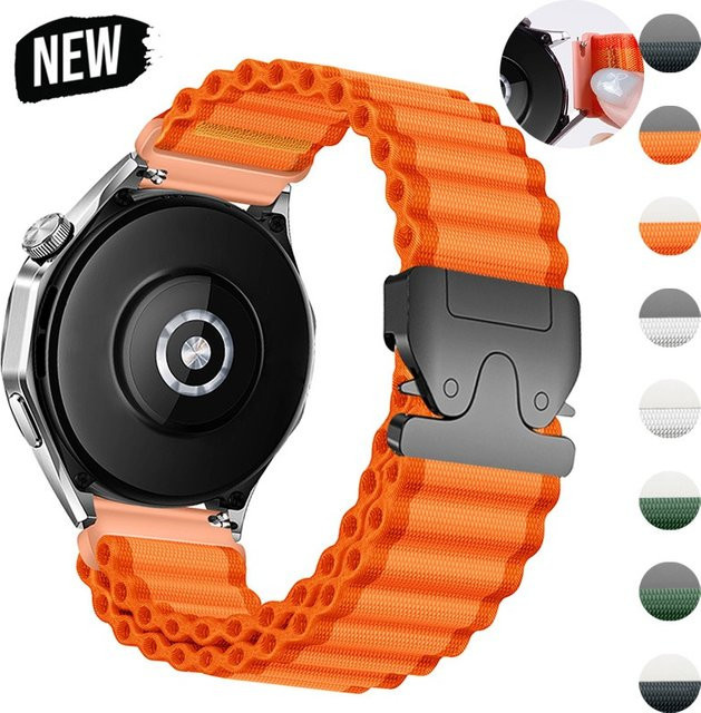 CAOWTAN Uhrenarmband Nylon, orange, Unisex, 20 22mm - Bild 1