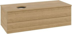 V&B Waschtischunterschrank Antao mit Frontstruktur und Beleuchtung in Honig Eiche, B/T/H: 120 x 50 x 50 cm - Bild 1