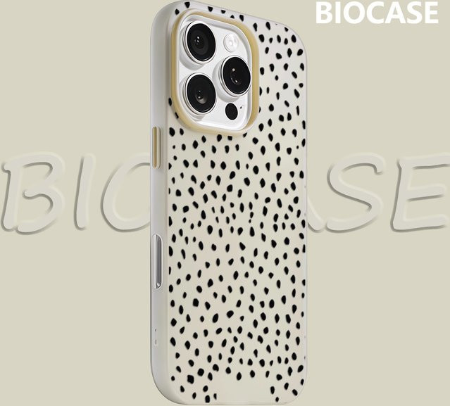 Potdemiel Handyhülle Black Spots on Camel für iPhone 17 16 Pro Max 15 14 13 12 Plus Doppelschichtige Candy Cover in Beige, Schwarz und Grau - Bild 1