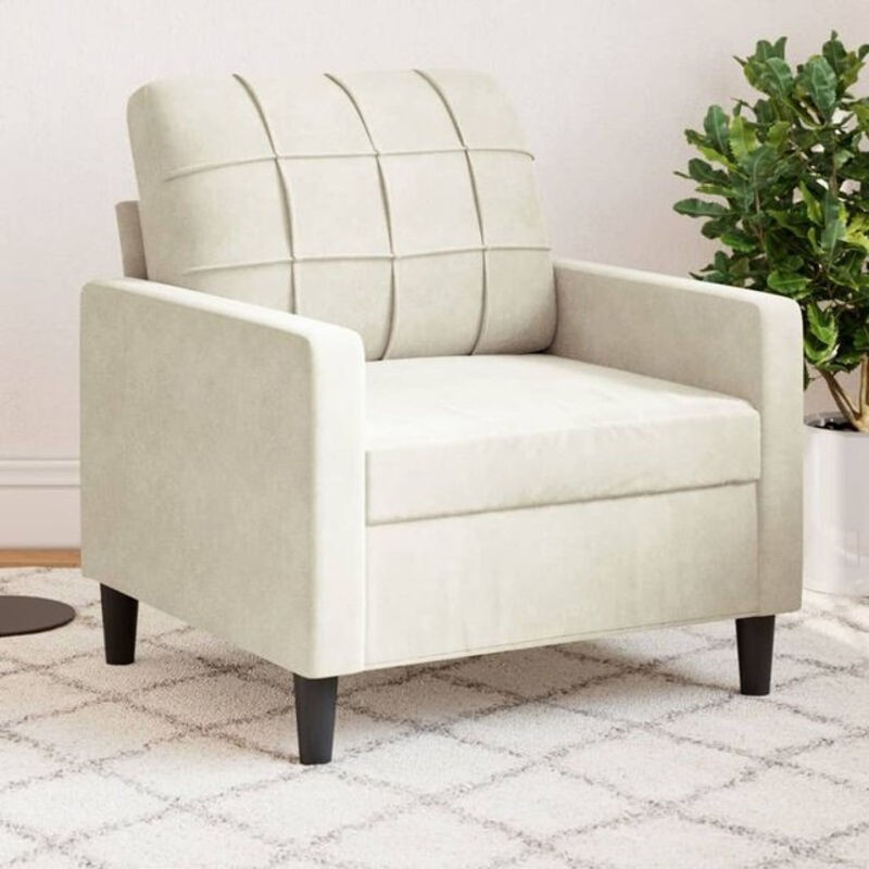 Moderner Samtsessel von vidaxl in Beige mit Metallgestell, Breite: 60 cm - Bild 1