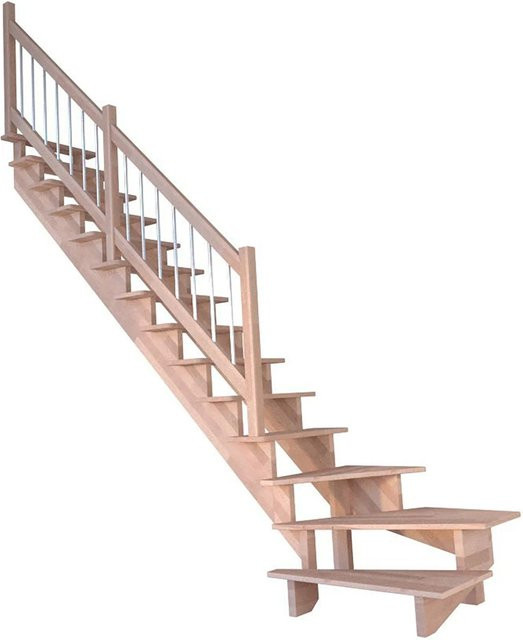 StarWood Treppe Lindos Pro aus Buche in Braun mit Holz-Edelstahl-Geländer, Länge: 100 cm - Bild 1
