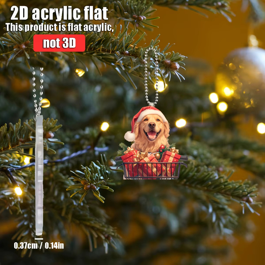 Weihnachts-Anhänger Golden Retriever aus Acryl für Auto, Rucksack und Schlüsselanhänger - Bild 5