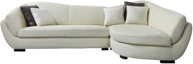 Vente-unique Sofa Caipi in Elfenbein mit Büffelleder, L-Form, Breite: 285 cm - Bild 1