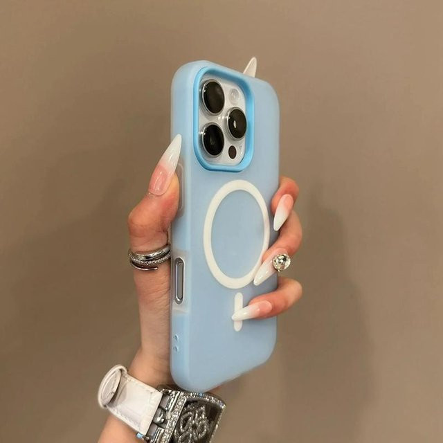 Bonbonfarbe 2-in-1 Magnetische Bumper Hülle für Apple iPhone 17 16 15 14 13 12 11 Pro Max Plus Air in Blau mit kabellosem Laden - Bild 1