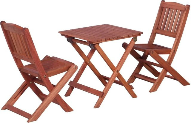 vidaXL 3-teiliges Bistro-Set für Kinder aus geöltem Eukalyptusholz in Braun, Tisch und Stühle für Garten und Terrasse, B/T/H: 45 x 38 x 40 cm - Bild 1