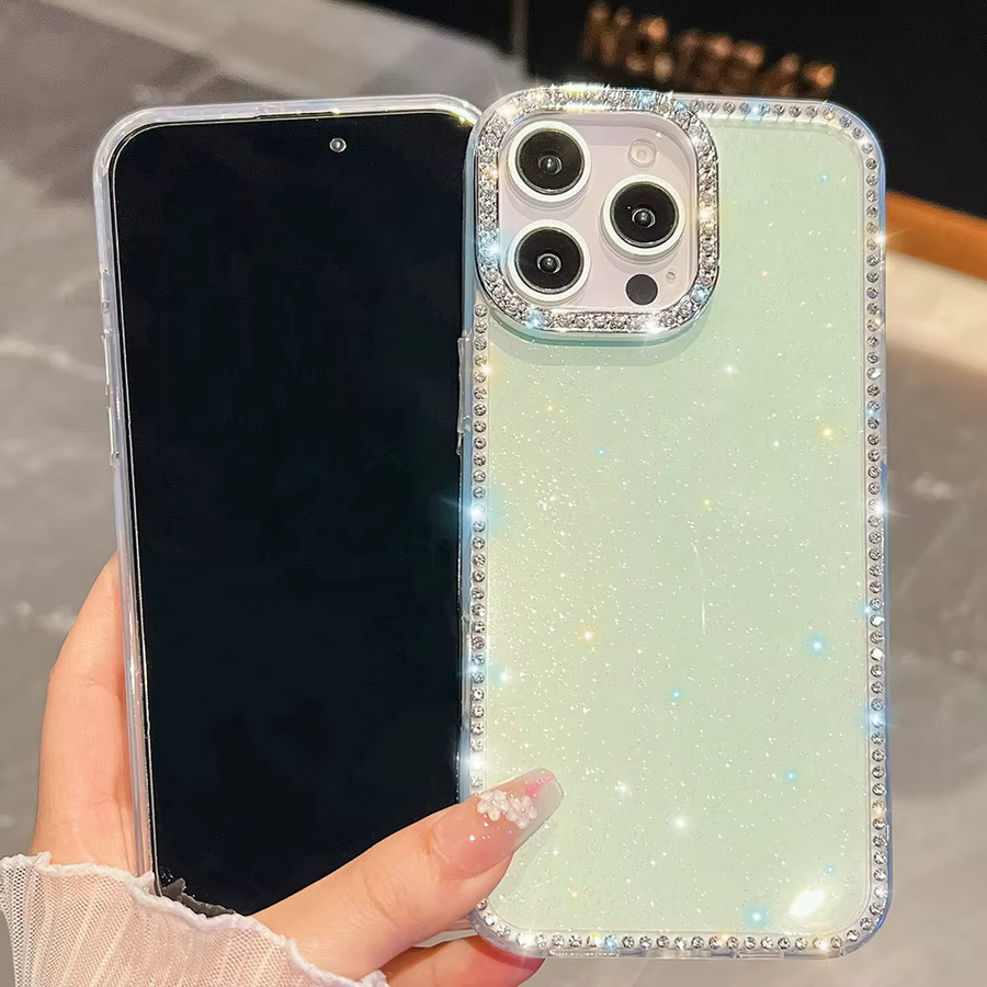 Stoßfeste Silikon Schutzhülle AKABEILA für iPhone 17 Pro Max, 16, 15, 14, 13 und 17 Air in Transparent mit Glitzer-Effekt - Bild 2
