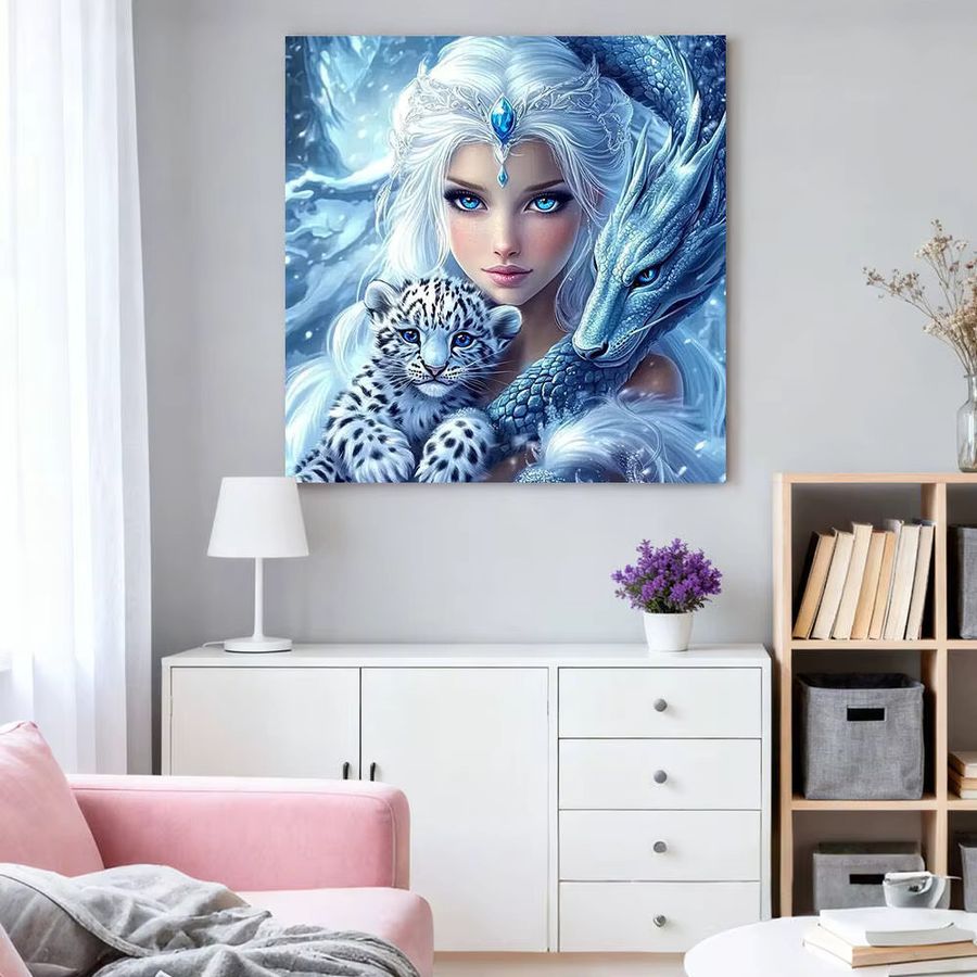 HUACAN 5D Diamantmalerei Leopard Tier Wanddeko als runde Diamantstickerei mit Strass-Bohrern - Bild 2