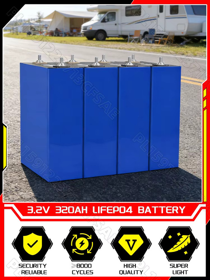 Sicksun 4er Set LiFePO4-Batterien 3,2V 320Ah mit Kompressionsbefestigung und Montage-Kit, Klasse A Lithium-Eisenphosphat-Zellen in Blau - Bild 1