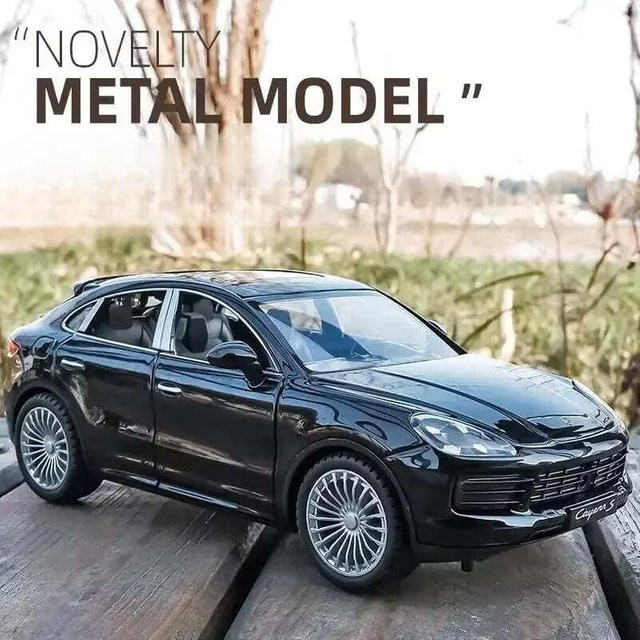LYZRC Porsche Cayenne SUV Miniatur, 1:24, Diecast-Legierungsauto, mit Sound und Licht, schwarz - Bild 1
