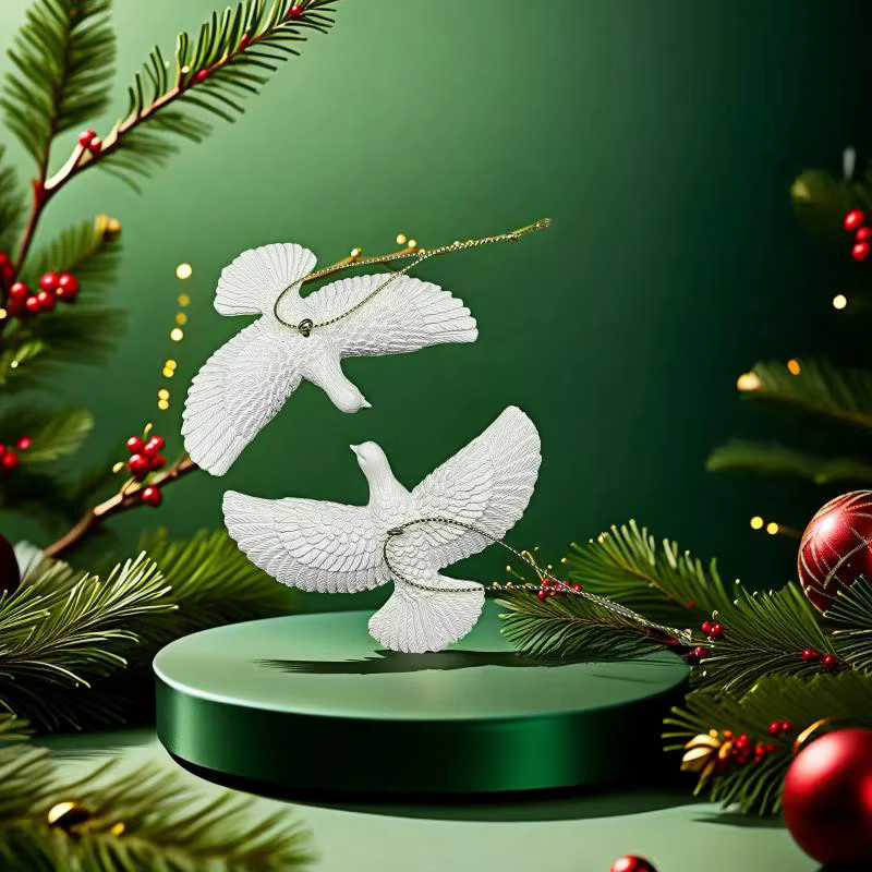 JETTING Weihnachtsbaum Ornament Freundschaftstauben aus Harz in Weiß - Bild 2