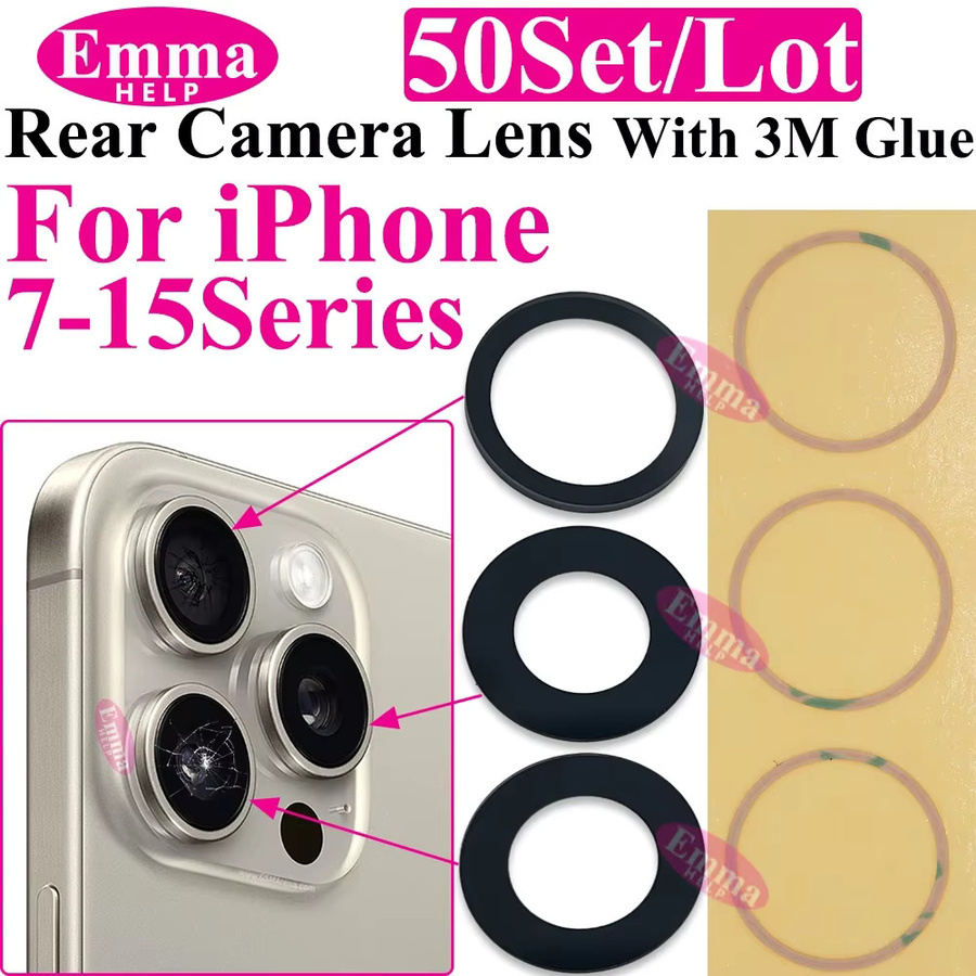 EmmaHelp 50er Set Rückkameraglas für iPhone 14 13 12 11 Pro Max X XS XR 7 8 Plus inklusive 3M-Aufkleber - Bild 2