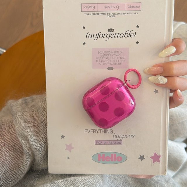 Glänzende und durchscheinende Schutzhülle für Apple AirPods 1 2 3 4 Pro 2 Pro 3 in Rosa mit klassischem Großpunktemuster - Bild 1