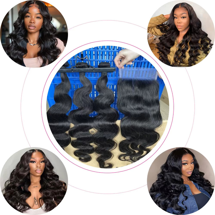 BELEXTENS Body Wave Bundles mit Lace Closure Haarverlängerung, 3 Bundles - Bild 5