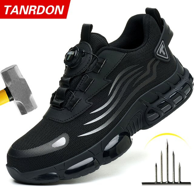 TANRDON Sicherheitsschuhe für Herren in Schwarz, stoßfeste und durchstichsichere Arbeitsschuhe im sportlichen Design mit Rotary Button - Bild 1