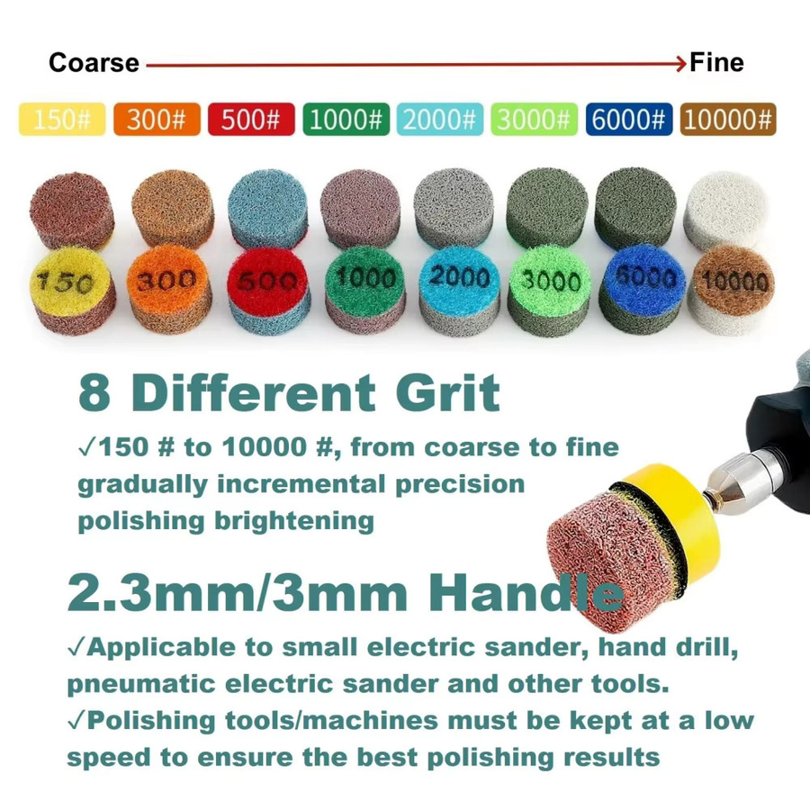 Okerqi Schwamm-Polierpads-Set in Multicolor mit 2,5 mm Schaft für Granit, Jade, Marmor und Beton, 25 mm Durchmesser, für Nass- und Trockenpolieren - Bild 4
