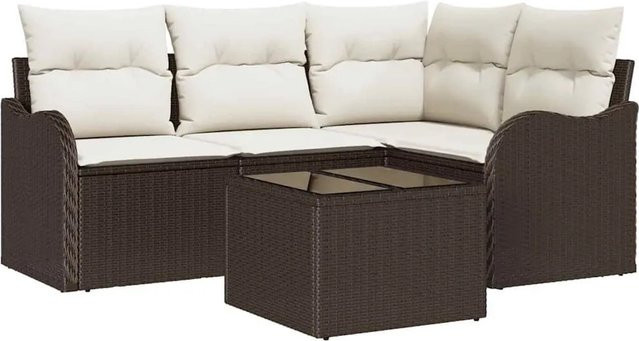 vidaXL Garten-Sofa-Set aus Poly-Rattan in Grau mit 5-teiliger L-Form, Kissen und integriertem Stauraum - Bild 1