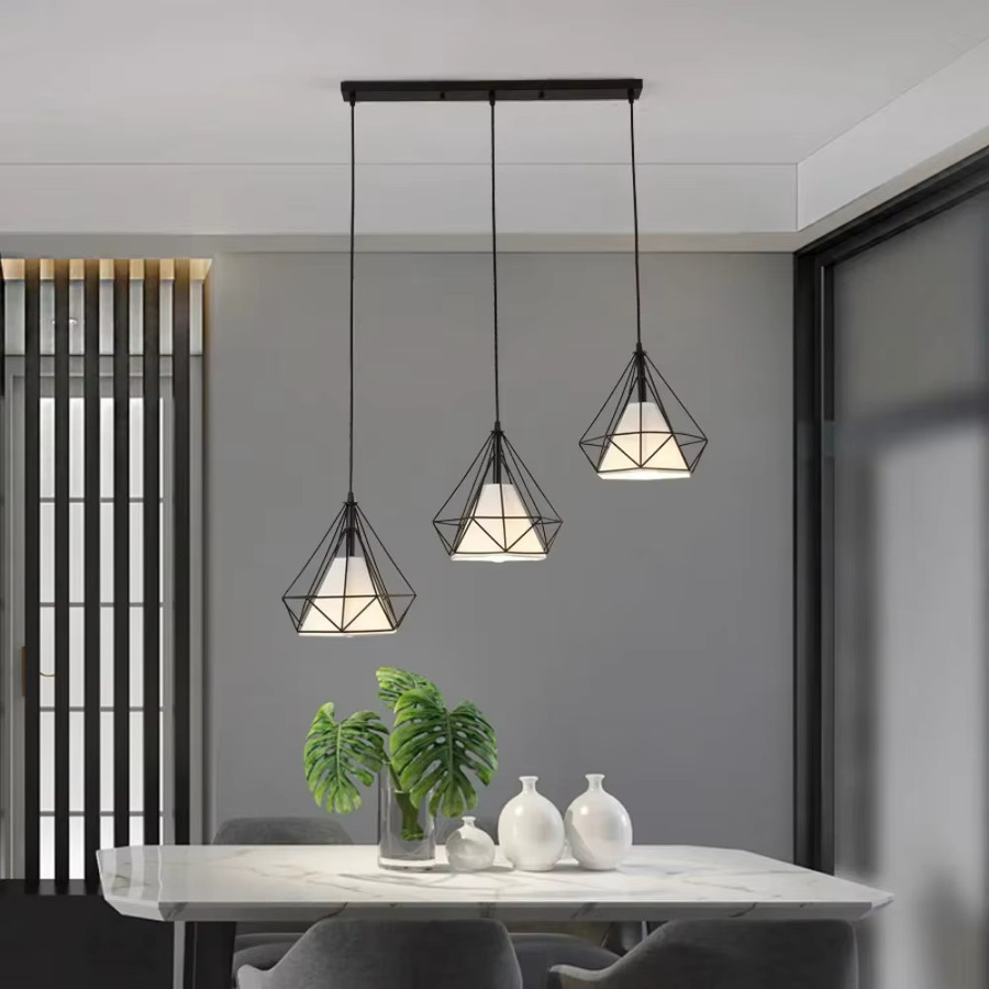 JOYINLED Moderne Loft Kronleuchter Dekoration aus Metall in Schwarz und Weiß für Wohnzimmer, Küche, Schlafzimmer oder Esszimmer, Durchmesser: 25 cm - Bild 2