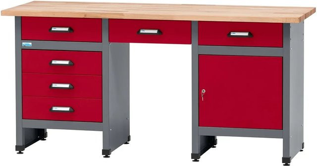 Küpper Werkbank-Komplett-Set Dunkelrot B/T/H: 170 x 60 x 84 cm - Bild 1