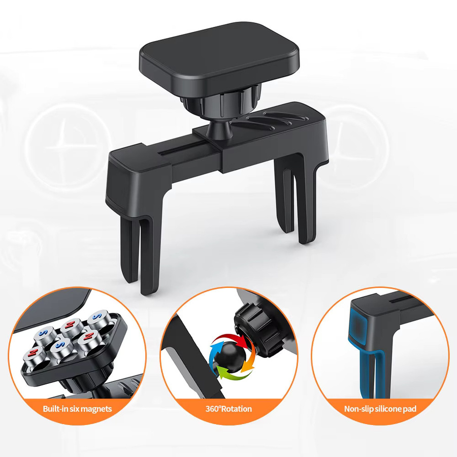 Magnetischer 360 Grad rotierender Autotelefonhalter mit 6 starken Magneten für iPhone, Schwarz - Bild 3