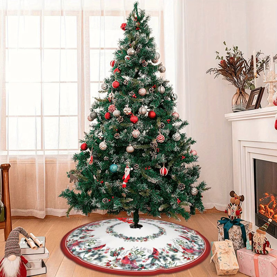 VIKAMA Weihnachtsbaum Rock mit roter Spitze und floralem Design in runder Form - Bild 4