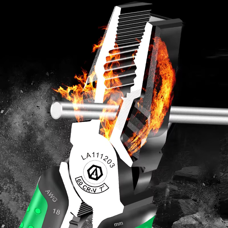 Laoa Multifunktions-Seitenschneider und Spitzzange in Grün, 7 Zoll Elektriker-Werkzeugset - Bild 3